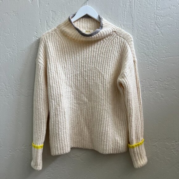 Anthropologie Maeve Cream Knit Mock Neck Cuffed Sweater - Picture 4 of 9